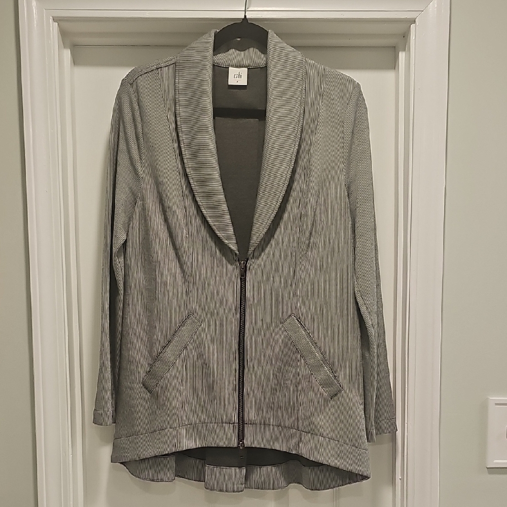 Cabi Pin-Striped Zip-Up Blazer